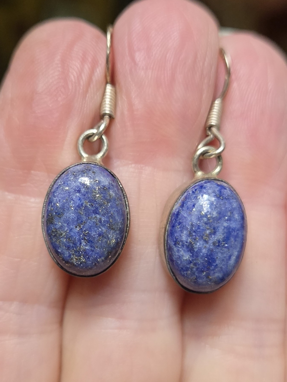 Lapis Lazul 16k Natural Sterling Earrings - Picture 7 of 10